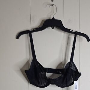 Sam Edelman Black Geo Mesh Underwire Bra 32D